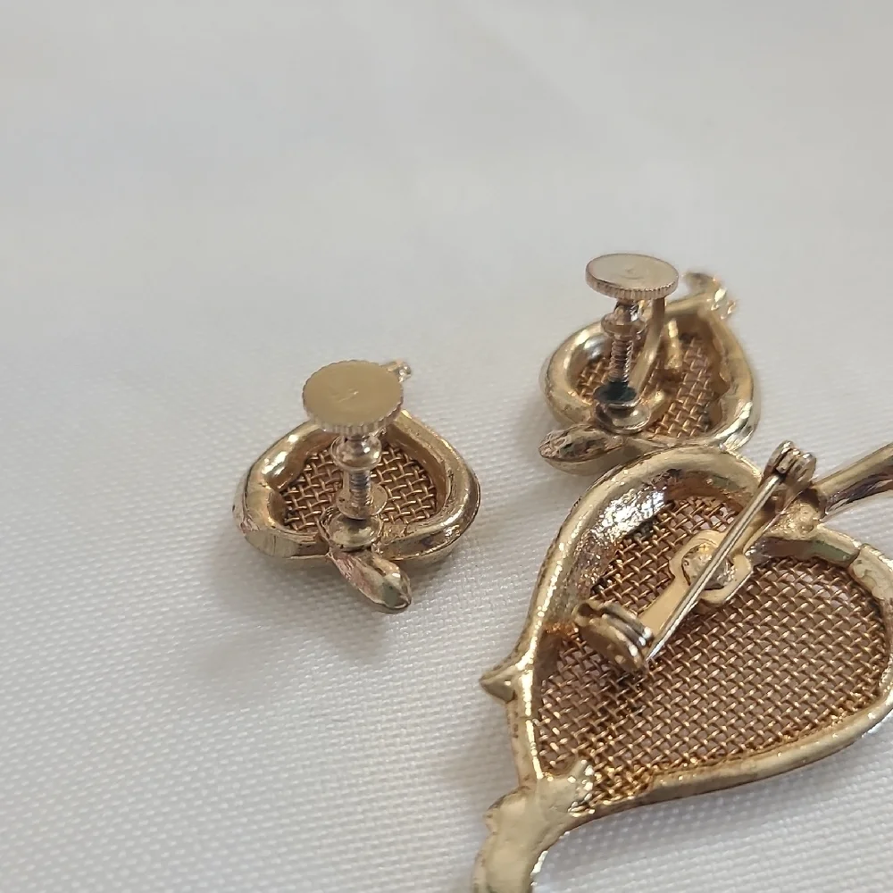 Vintage Leaf Brooch and Earring Set
